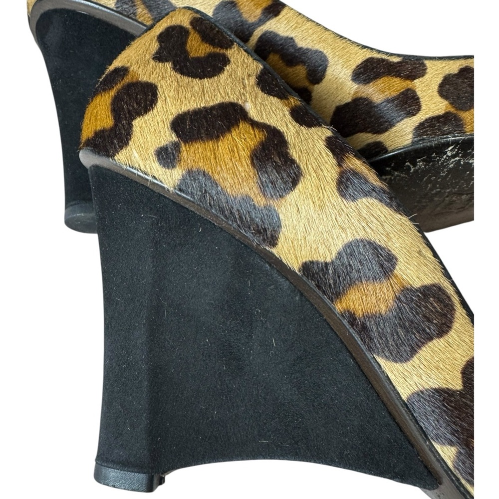 Stuart Weitzman Leopard Calf Hair Peep Toe Wedge Pumps Size 11 M - Picture 6 of 11